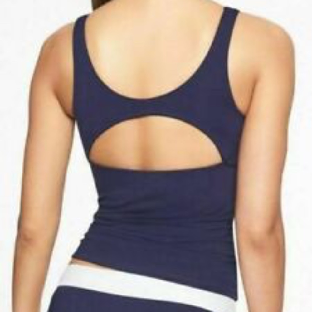 Athleta Navy Mod Block Cutout Side Tie Tankini